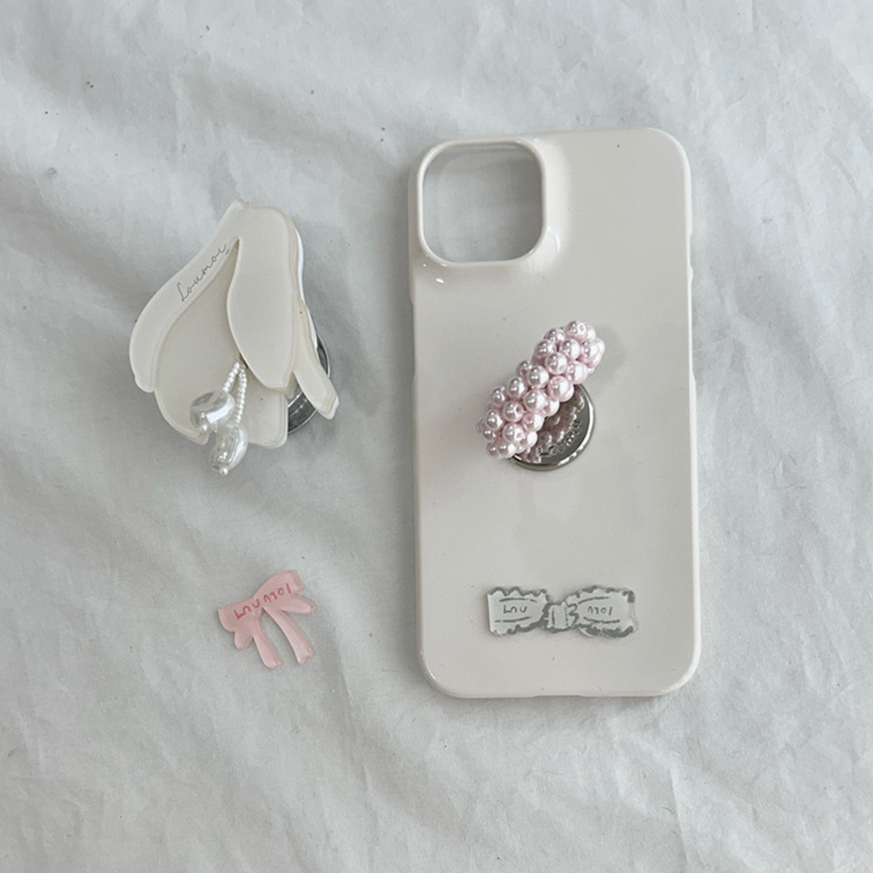 [loumoi] Ring Grip Tok Pale Pink Pearl