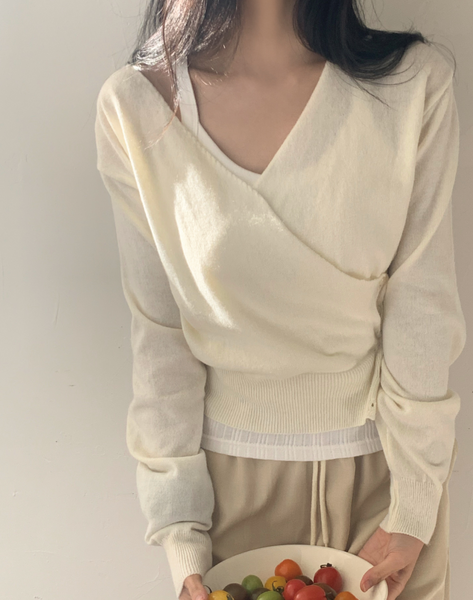 [98°C] Air Cash Wrap Knit Cardigan