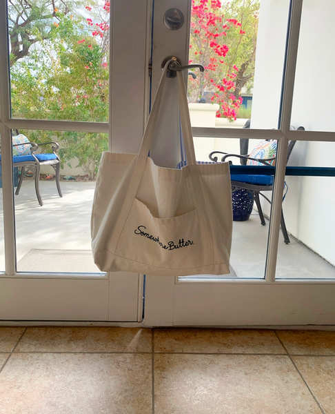 [SOMEWHERE BUTTER.] Letter Reversible Bag - Ivory