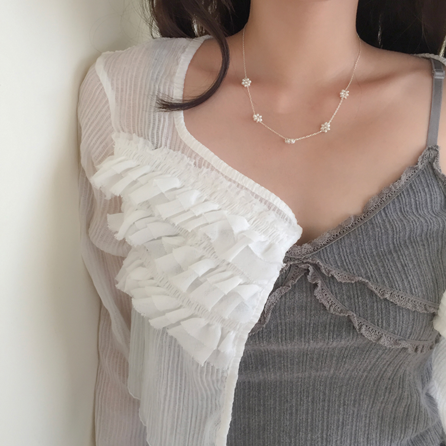 [moat] Blossom Pearl Necklace (silver925)