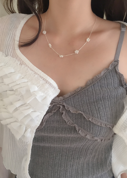 [moat] Blossom Pearl Necklace (silver925)