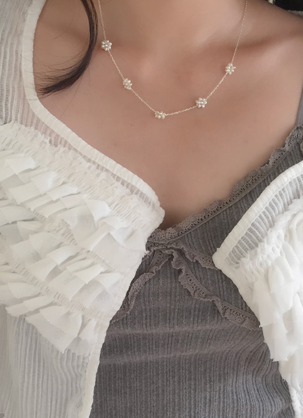 [moat] Blossom Pearl Necklace (silver925)