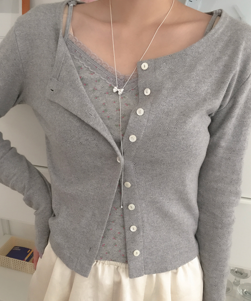 [moat] Drop Ribbon Slide Necklace (silver925)