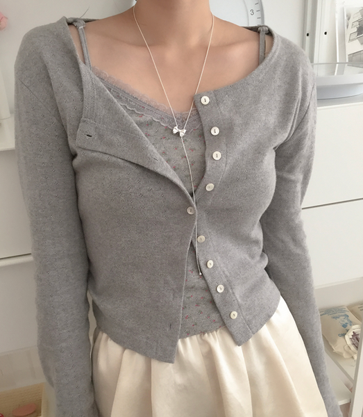 [moat] Drop Ribbon Slide Necklace (silver925)