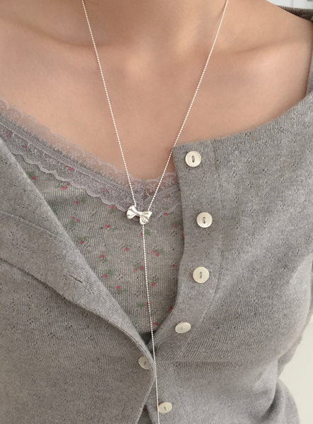 [moat] Drop Ribbon Slide Necklace (silver925)