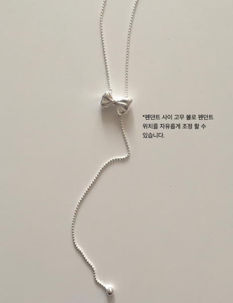 [moat] Drop Ribbon Slide Necklace (silver925)