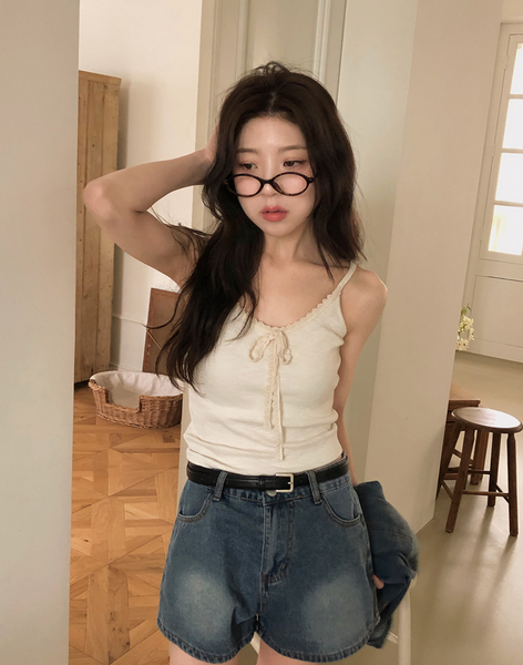 [VINVLE] Washing Denim Long-Sleeved Shirt + Shorts SET