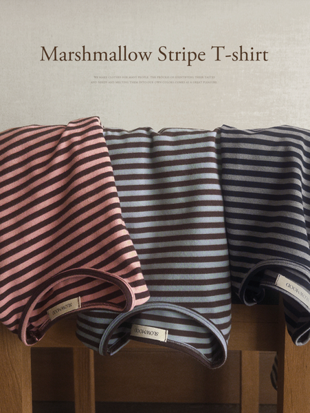 [SLOWAND] # SLOWMADE Marshmallow Stripe T-shirt