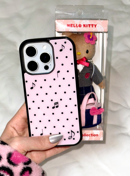 [holypeachproject] Music Note Dot (Pink) Glass Bumper Case