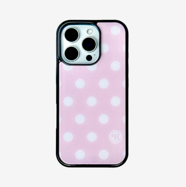 [holypeachproject] Dot (Pink White) Glass Bumper Case