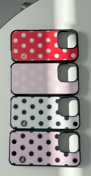 [holypeachproject] Dot (Pink White) Glass Bumper Case