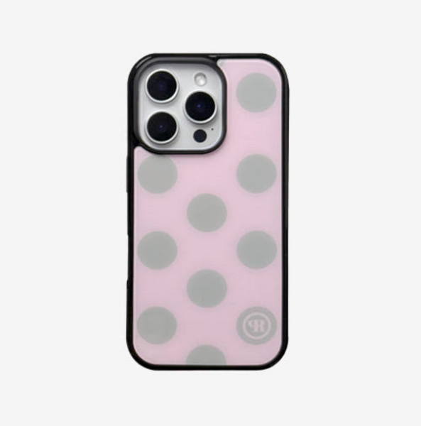 [holypeachproject] Large Dots (Pink Gray) Glass Bumper Case