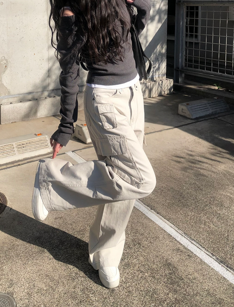 [anyonemore] Beto Pocket Cargo Wide Cotton Pants