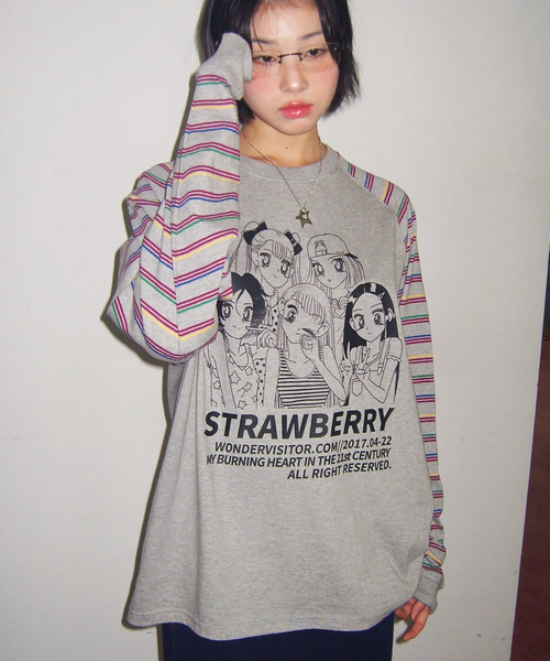 [WONDERVISITOR] Girls-PEN Raglan LS-T (Melange grey)