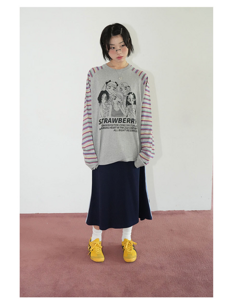 [WONDERVISITOR] Girls-PEN Raglan LS-T (Melange grey)