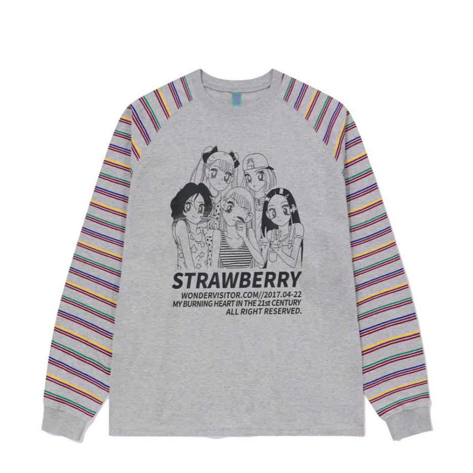 [WONDERVISITOR] Girls-PEN Raglan LS-T (Melange grey)