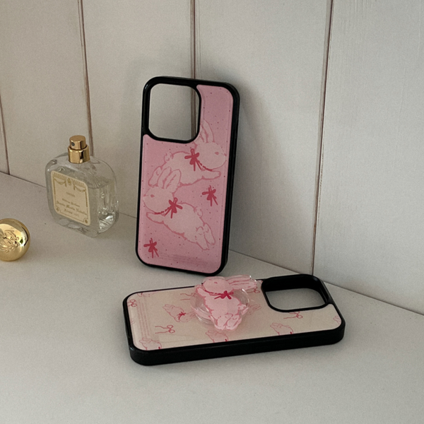 [Mademoment] Fuzzy Ribbon Bunny Bumper Case