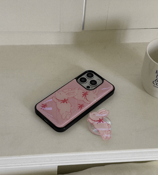 [Mademoment] Fuzzy Ribbon Bunny Bumper Case