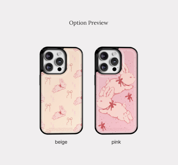 [Mademoment] Fuzzy Ribbon Bunny Bumper Case