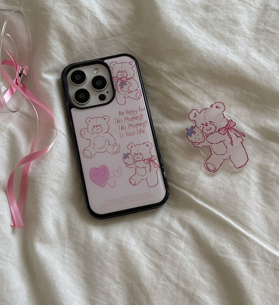 [Mademoment] Fluffy Strawberry Bear Bumper Case