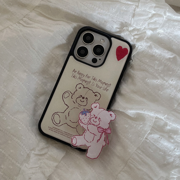 [Mademoment] Fluffy Strawberry Bear Bumper Case