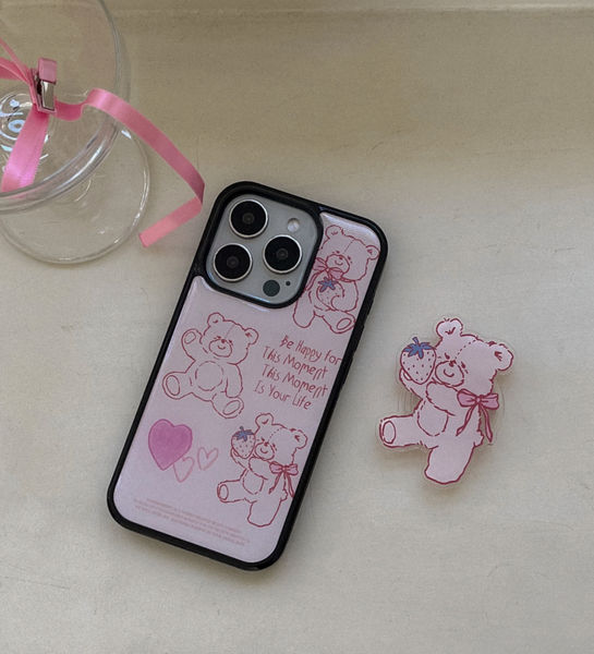 [Mademoment] Fluffy Strawberry Bear Bumper Case