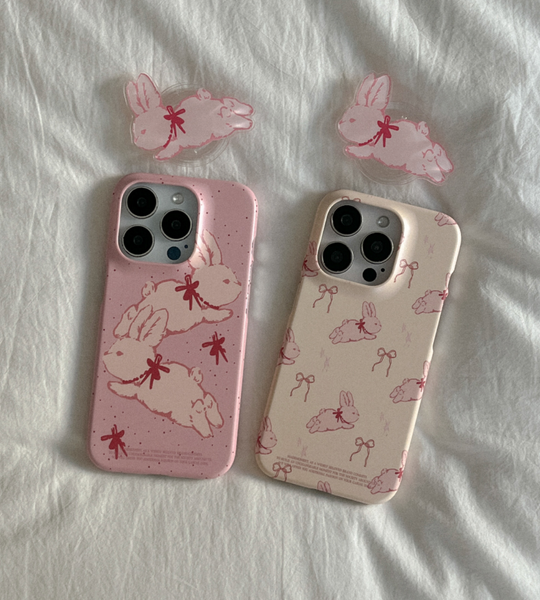 [Mademoment] Fuzzy Ribbon Bunny Hard Case