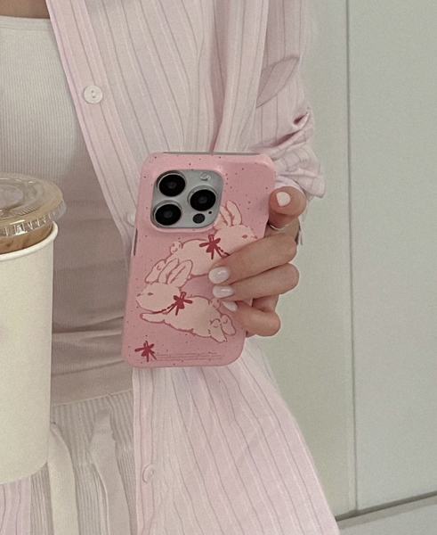 [Mademoment] Fuzzy Ribbon Bunny Hard Case