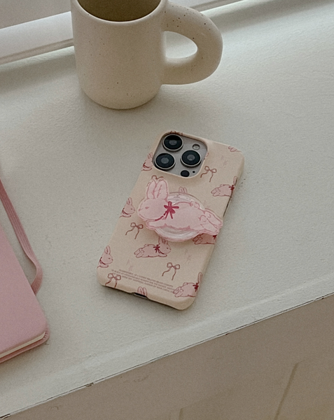 [Mademoment] Fuzzy Ribbon Bunny Hard Case