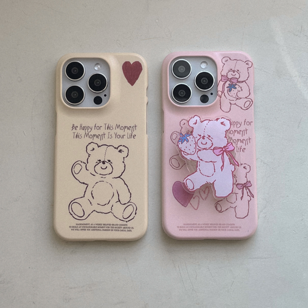 [Mademoment] Fluffy Strawberry Bear Hard Case