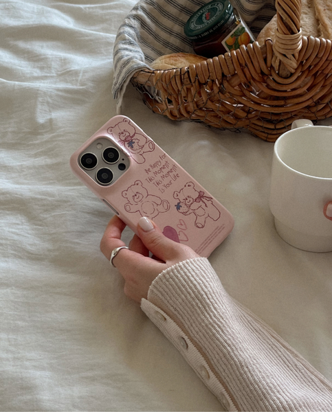 [Mademoment] Fluffy Strawberry Bear Hard Case