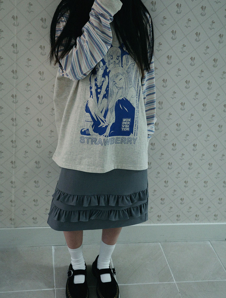 [WONDERVISITOR] Strawberry EP1 Raglan LS-T (Oatmeal)