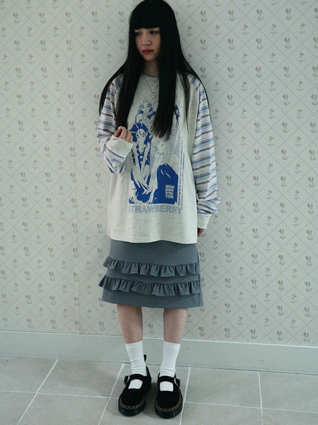 [WONDERVISITOR] Strawberry EP1 Raglan LS-T (Oatmeal)