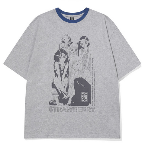 [WONDERVISITOR] Strawberry EP1 Overfit T-shirt (Melange grey)