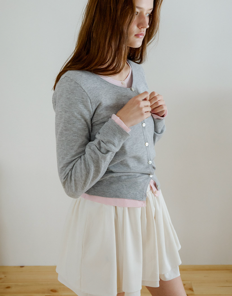 [Letter from Moon] Letters U-neck Basic Cardigan (5colours)