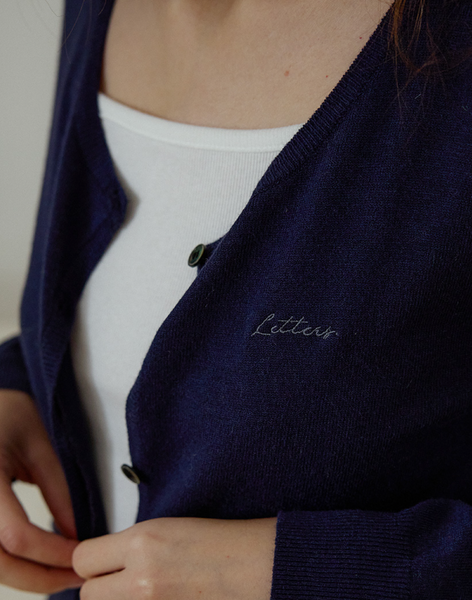 [Letter from Moon] Letters U-neck Basic Cardigan (5colours)