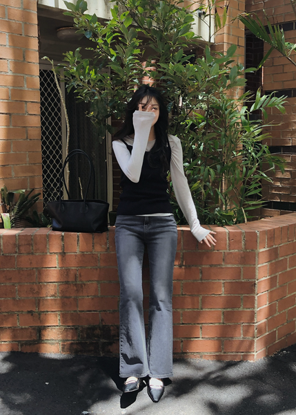 [SLOWAND] # SLOWMADE Hidden Banding Semi-Bootcut Pants