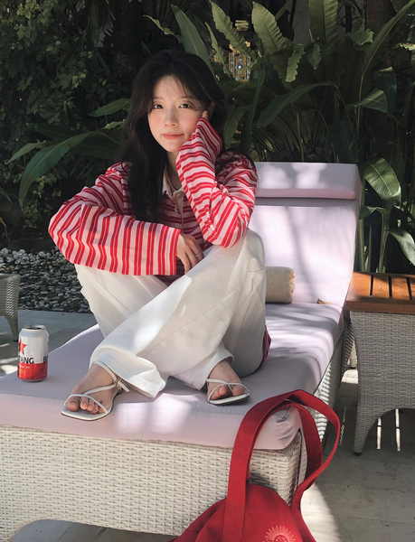 [SLOWAND] # SLOWMADE Rugby Stripe Piket T-shirt