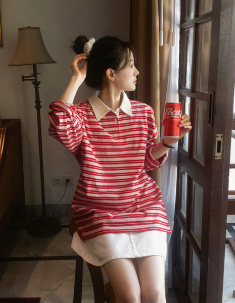 [SLOWAND] # SLOWMADE Rugby Stripe Piket T-shirt