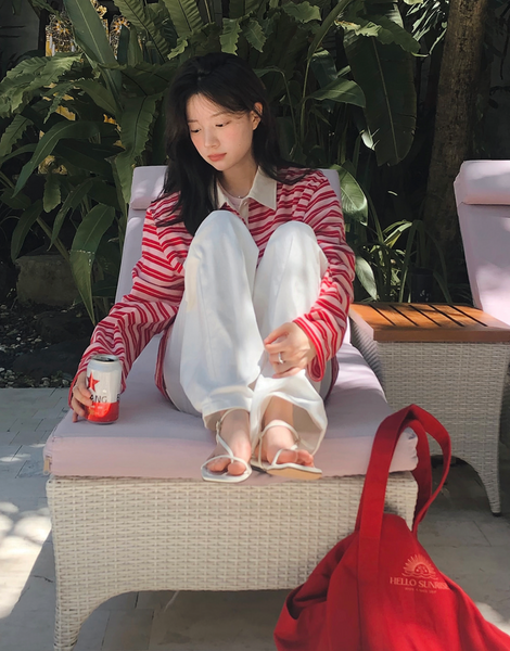 [SLOWAND] # SLOWMADE Rugby Stripe Piket T-shirt