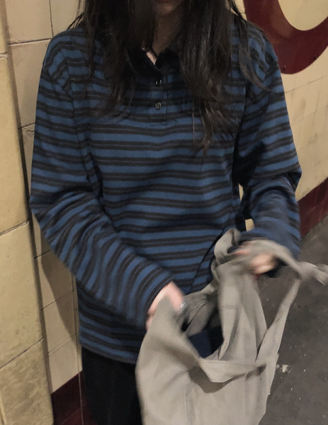 [SLOWAND] # SLOWMADE Rugby Stripe Piket T-shirt