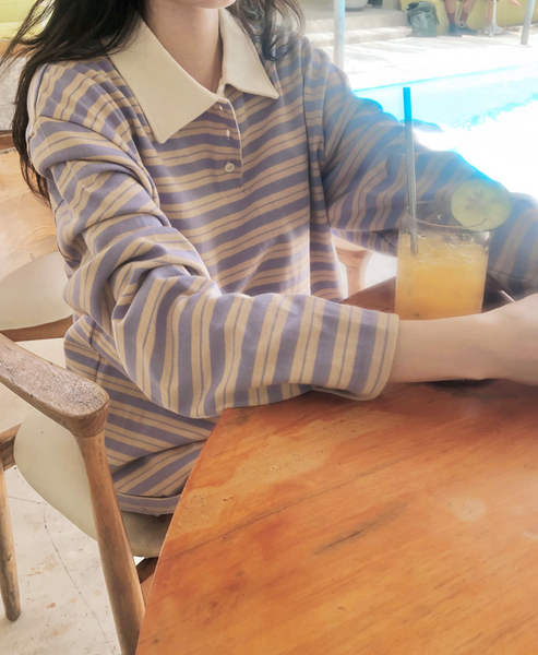 [SLOWAND] # SLOWMADE Rugby Stripe Piket T-shirt