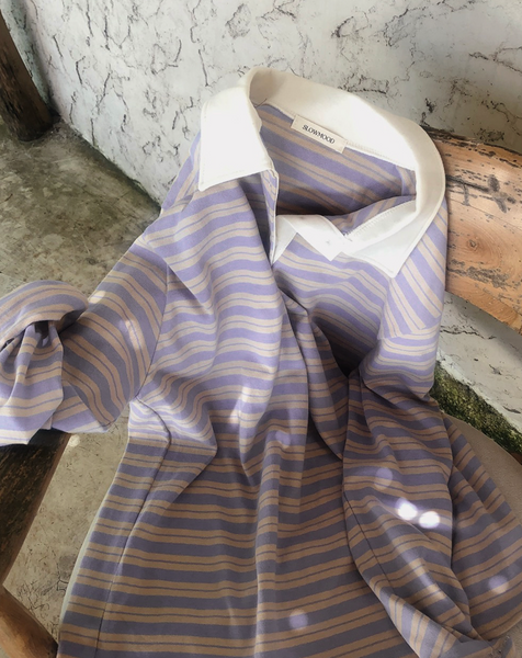 [SLOWAND] # SLOWMADE Rugby Stripe Piket T-shirt