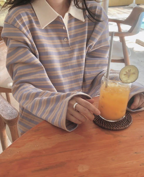 [SLOWAND] # SLOWMADE Rugby Stripe Piket T-shirt