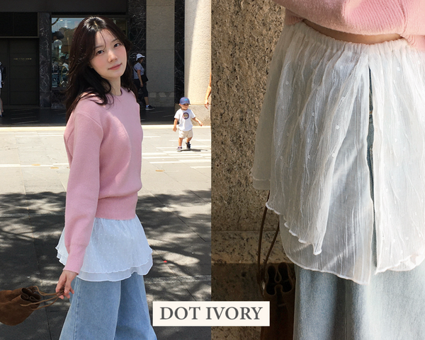 [SLOWAND] # SLOWMADE Layered Checkered/ Dot Skirt