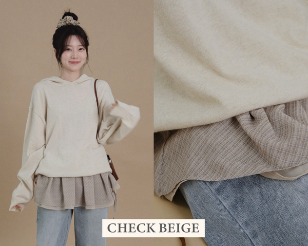 [SLOWAND] # SLOWMADE Layered Checkered/ Dot Skirt