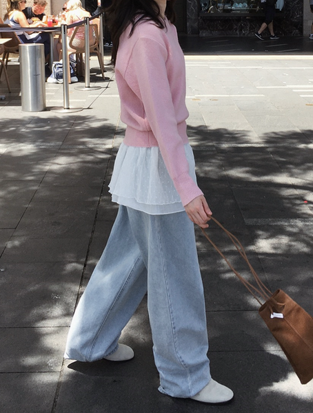 [SLOWAND] # SLOWMADE Layered Checkered/ Dot Skirt