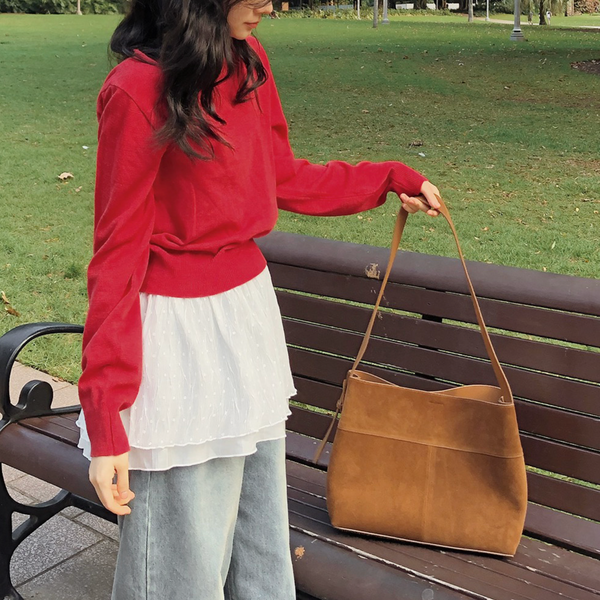 [SLOWAND] # SLOWMADE Layered Checkered/ Dot Skirt