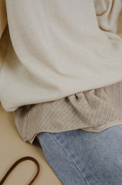 [SLOWAND] # SLOWMADE Layered Checkered/ Dot Skirt