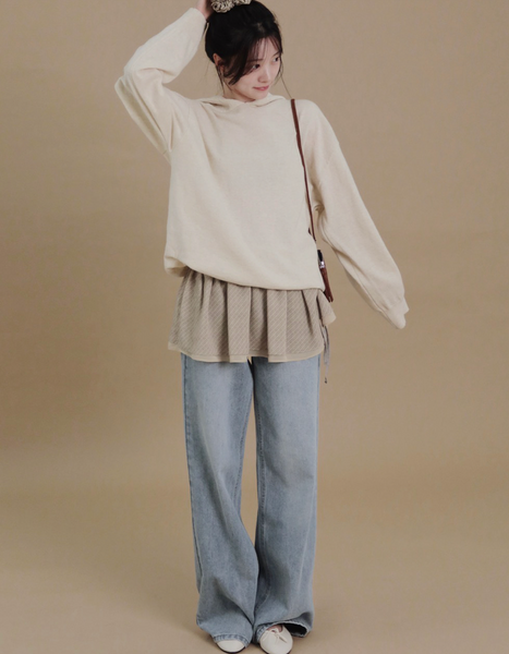 [SLOWAND] # SLOWMADE Layered Checkered/ Dot Skirt